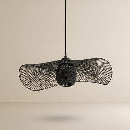 Suspension Bambou - Chapeau de Lumière Tissé Main