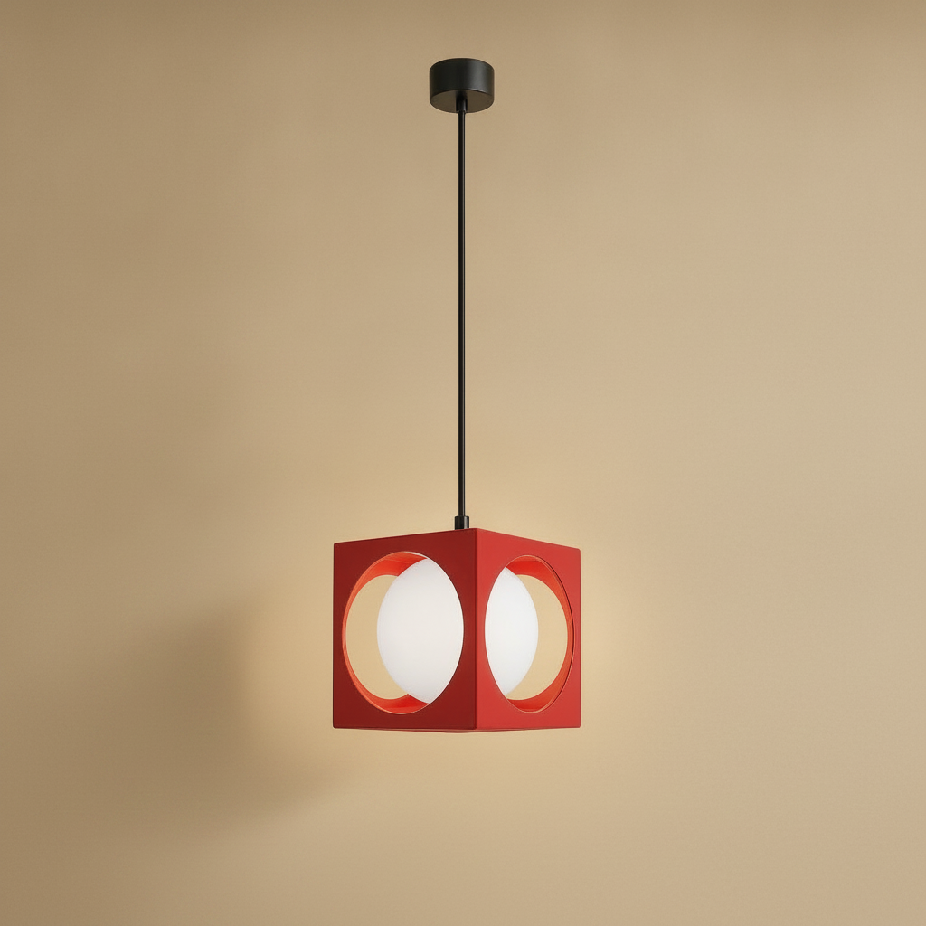 Suspension Colorée - Cube Globe Opale Rétro