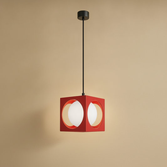 Suspension Colorée - Cube Globe Opale Rétro