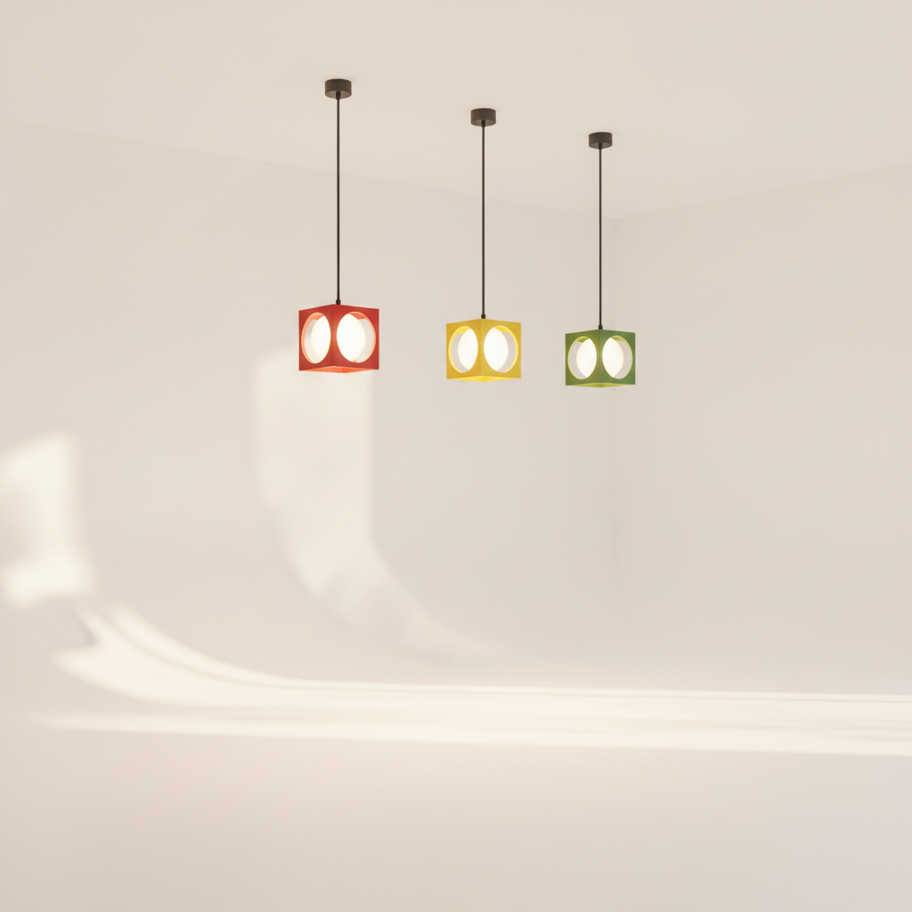 Suspension Colorée - Cube Globe Opale Rétro