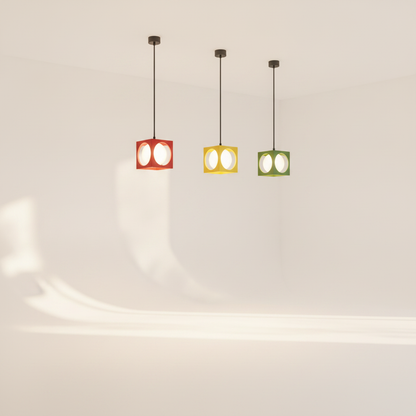 Suspension Colorée - Cube Globe Opale Rétro