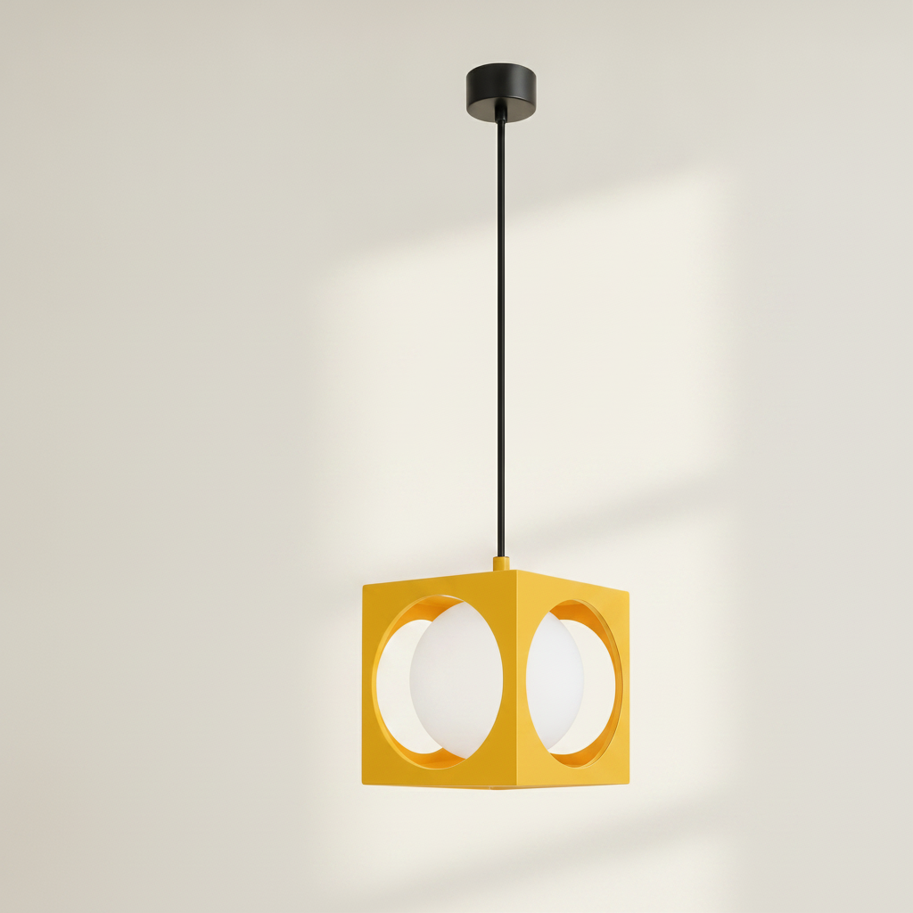 Suspension Colorée - Cube Globe Opale Rétro