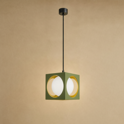 Suspension Colorée - Cube Globe Opale Rétro