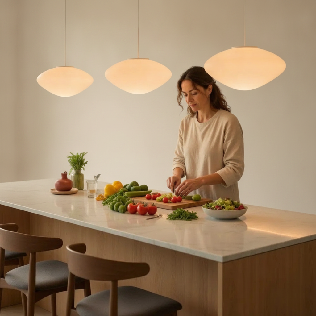 Suspension Luminaire Led - Galet Opalin Flottant