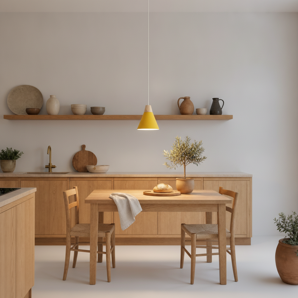 Suspension Scandinave - Cône Bois et Macaron