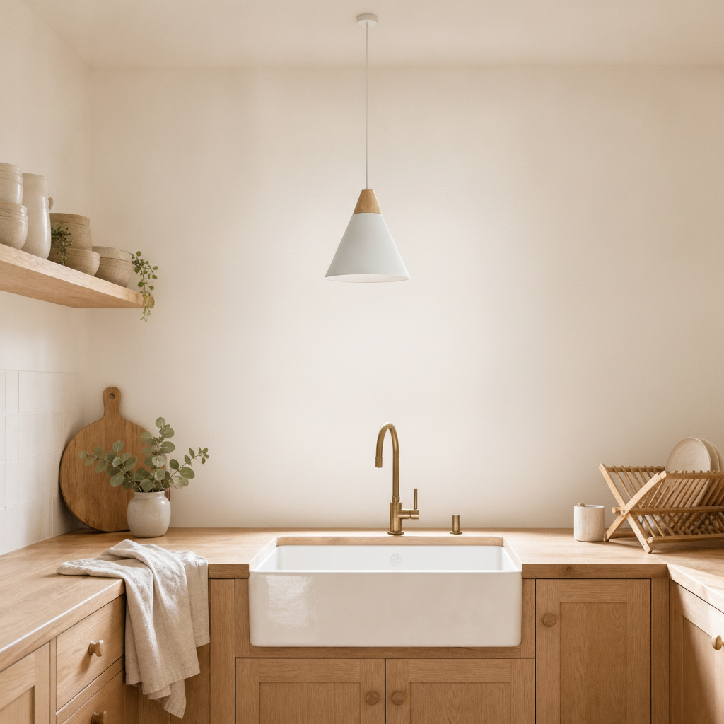 Suspension Scandinave - Cône Bois et Macaron