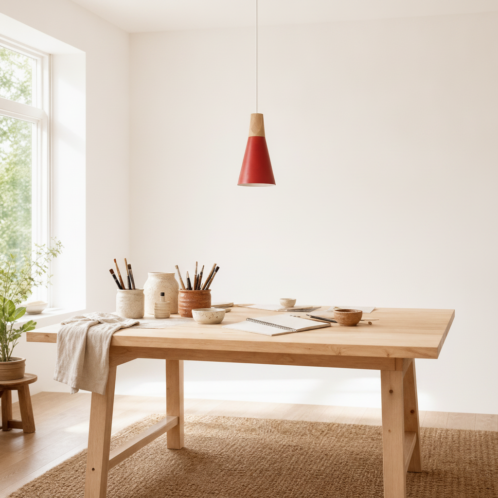Suspension Scandinave - Cône Bois et Macaron
