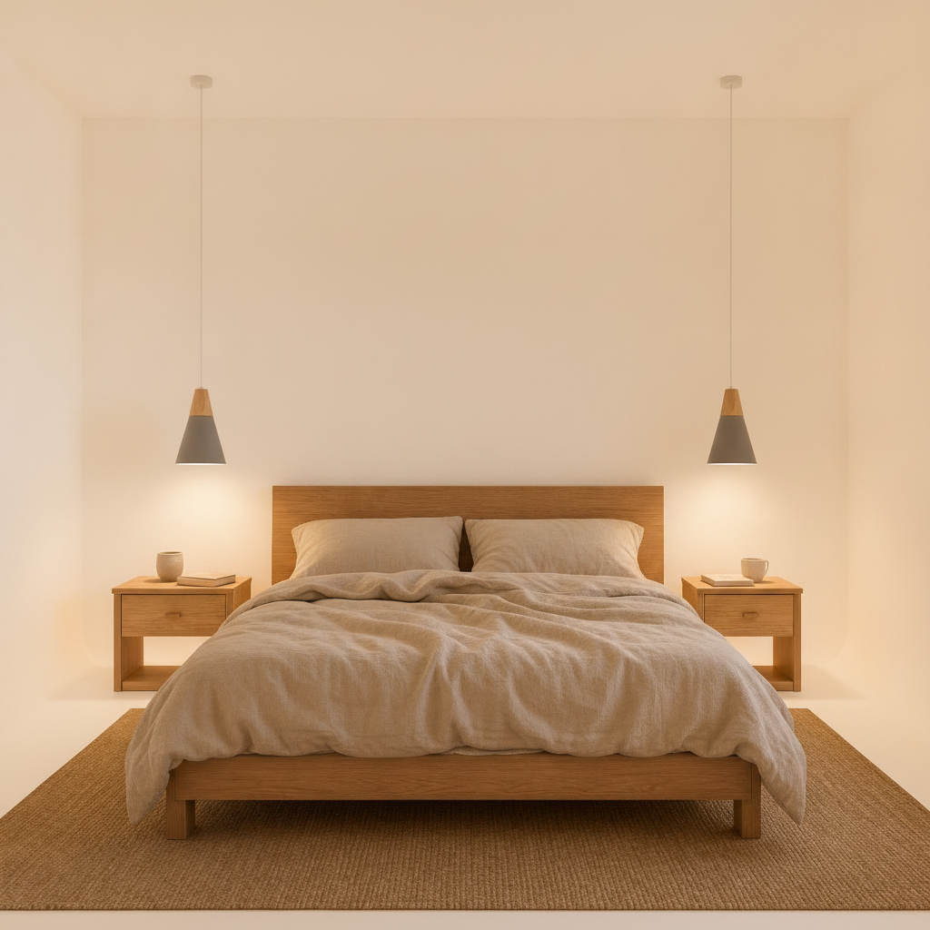 Suspension Scandinave - Cône Bois et Macaron